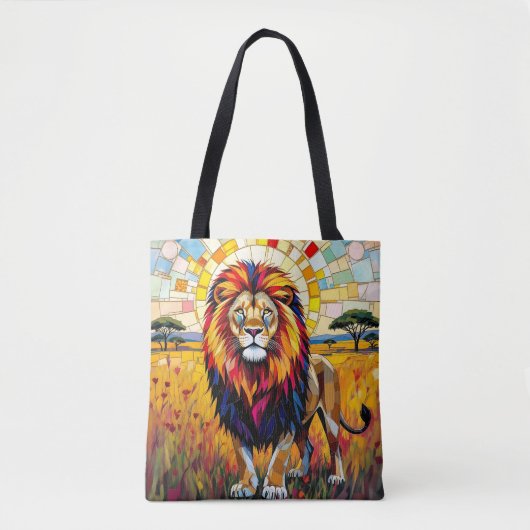 ライオ鮮やかンカラフルモザイク トートバッグ (正面)