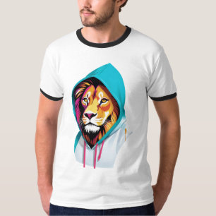 ライオ鮮やかンフード付きスウェットシャツTシャツ – はっきりした Animal Spirit Tシャツ
