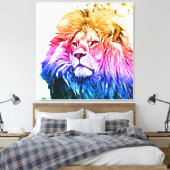 ライカラフルオンヘッドポートレート キャンバスプリント (インサイチュ (寝室))
