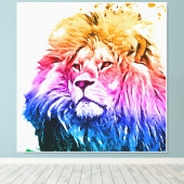 ライカラフルオンヘッドポートレート キャンバスプリント (インサイチュ (ウッドフロア))