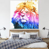 ライカラフルオンヘッドポートレート キャンバスプリント (インサイチュ (寝室))