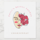 ライガーリーンアート顔フラワーズネームブライダルシャワー ワインラベル (シングルラベル)