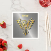 ライジングゴールデンフェニックス金ゴールドフレイムスとシャドウ スタンダードカクテルナプキン (インサイチュ)