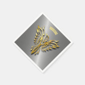 ライジングゴールデンフェニックス金ゴールドフレイムスとシャドウ スタンダードカクテルナプキン (角)