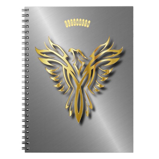 ライジングゴールデンフェニックス金ゴールドフレイムスとシャドウ ノートブック (正面)