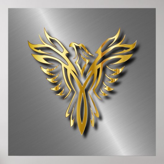 ライジングゴールデンフェニックス金ゴールドフレイムスとシャドウ ポスター (正面)