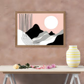 ライジングサンのあるミニマルな山並み ポスター