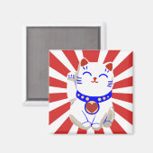 ライジングサンの幸せなかわいい猫 マグネット (正面/裏面)