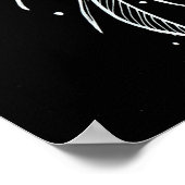 ライジングフェニックスホワイトのブラックラインアートポスター ポスター (角)