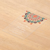 ライジングボホインディアンフュージョンフローラマンダラ結婚ズ アクリル招待状 (レイダウン)