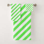 ライストライプのムグリーンとホワイト バスタオルセット (インサイチュ)