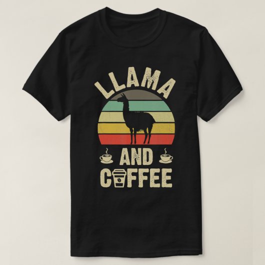 ライスラマコーヒーレトロおもしろいヴィンテージラマテーマ Tシャツ (デザイン正面)