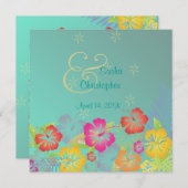 ライス/ルアウ（ハワイ式宴会）/ハイビスカス結婚式招待状 招待状 (正面/裏面)