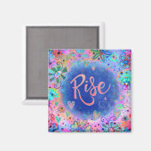 ライズかわいらしおもしろいインスパイアの青いフローラインスピレーション マグネット (正面/裏面)