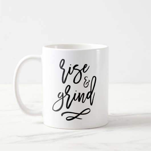 ライズとグラインドタイポグラフィマグ コーヒーマグカップ (左)
