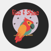 ライズとシャインかわいいかわいいカラフルオウムの木 ラウンドシール (正面)