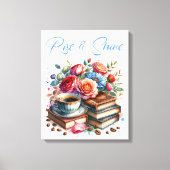 ライズとシャインヴィンテージコーヒーカップと花 キャンバスプリント (正面)