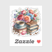 ライズとシャインヴィンテージコーヒーカップと花 シール (シート)