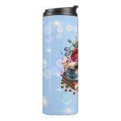 ライズとシャインヴィンテージコーヒーカップと花 タンブラー (回転左)