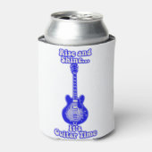ライズとシャイン。ギターの時間だ。レトロなブルーギター 缶クーラー (缶正面)