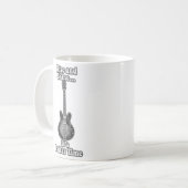 ライズとシャイン。ギターの時間だ。白黒 コーヒーマグカップ (正面左)