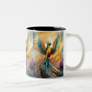 ライズと繁栄： カラフル Phoenix Mug ツートーンマグカップ