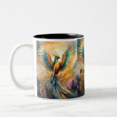 ライズと繁栄: カラフル Phoenix Mug ツートーンマグカップ (左)
