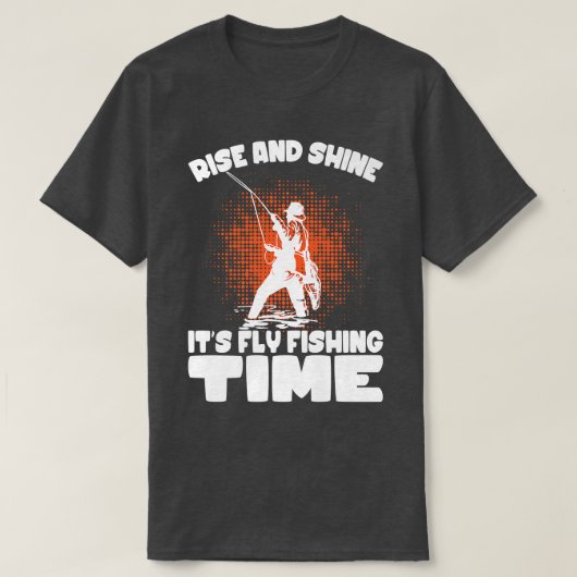 ライズと輝きフライ釣り時間魚釣りフィッシャー Tシャツ (デザイン正面)