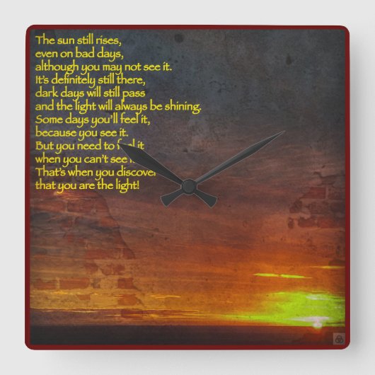 ライズアンドシャインクロック スクエア壁時計 (正面)