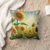 ライズシャイン開花 – ひまわり感動的花 クッション (ブランケット)