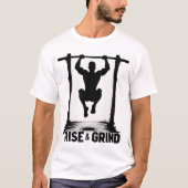 ライズ&グラインド | 激しい筋トレ・プルアップのシルエット Tシャツ (正面)