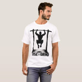 ライズ&グラインド | 激しい筋トレ・プルアップのシルエット Tシャツ (正面フル)