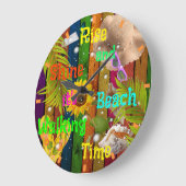 ライズ&シャイントロピカルビーチサマーサンおもしろい時間 ラージ壁時計 (傾斜)