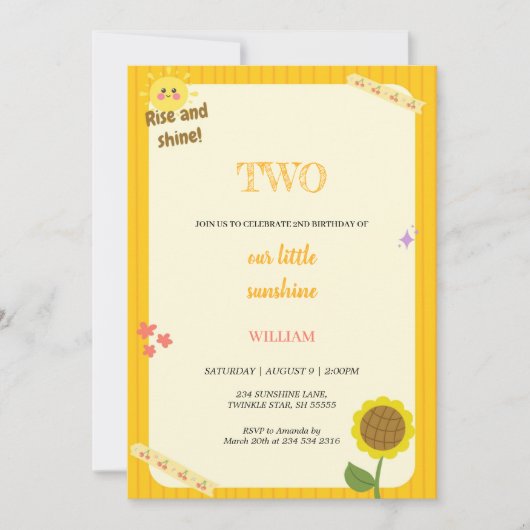 ライズ&シャイン誕生日招待状 招待状 (正面)