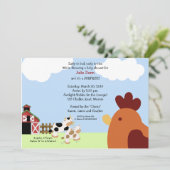 ライズ'n'シャイン納屋周囲の庭牛鶏ベビーシャワー 招待状 (スタンド正面)