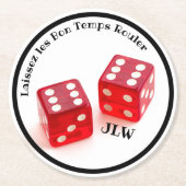 ライセズレボンテンプスルーラーとイニシャル ラウンドペーパーコースター (正面)