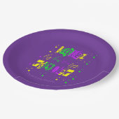 ライセズレボンテンプルーラータイポグラフィマルディグラ ペーパープレート (アングル)