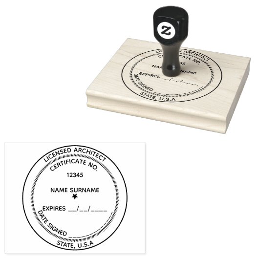 ライセンスされた建築家の証明書の有効期限なしDIY ラバースタンプ (押印)