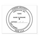 ライセンスされた建築家の証明書の有効期限なしDIY ラバースタンプ (インプリント)