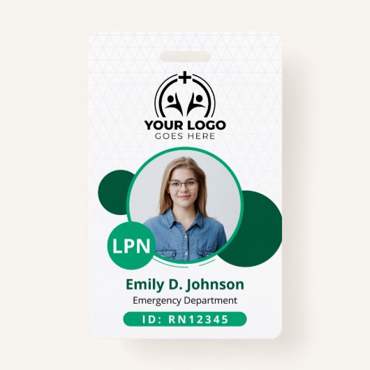 ライセンスパーソナライズされた実用的なナース写真名 バッジ (正面)