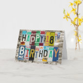 ライセンスプレートが18番目の誕生日カードに対応 カード (黄色い花)