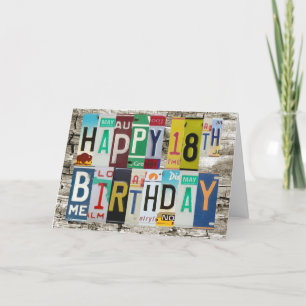 ライセンスプレートが18番目の誕生日カードに対応 カード