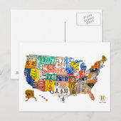 ライセンスプレートの地図USAはがき ポストカード (正面/裏面)
