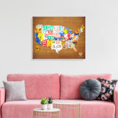 ライセンスプレートの統一された州包まれたマップ キャンバスプリント (インサイチュ (リビング))