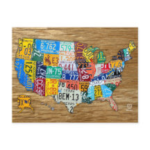 ライセンスプレートアメリカ合衆国の地図50州を旅行