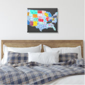 ライセンスプレートグレーのアメリカ合衆国の地図 キャンバスプリント (インサイチュ (寝室))