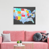 ライセンスプレートグレーのアメリカ合衆国の地図 キャンバスプリント (インサイチュ (リビング))