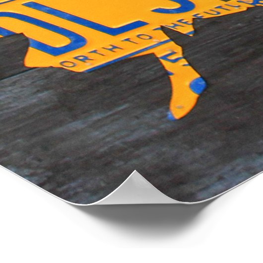 ライセンスプレートグレーウッドプランクスのアメリカ合衆国の地図 ポスター (角)