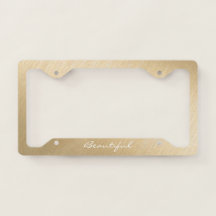 ライセンスプレートフレーム- （テキスト）ブラシ金ゴールド