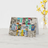 ライセンスプレートブラザー誕生日カード カード (黄色い花)